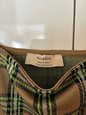 m Beden haki Renk pull and bear ekoseli elbise