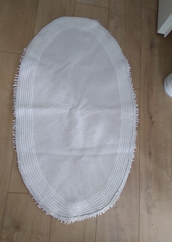 1.00*58 cm Ebatında İşlemeli Beyaz Oval Banyo Paspası - Görsel 4