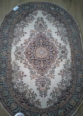 1.45*1.00 Ebatında Klasik Desenli Kahverengi Oval Halı - Görsel 5