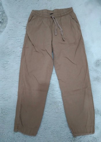 38 Beden Rahat Kesim Kadın Keten Pantolon - Görsel 3