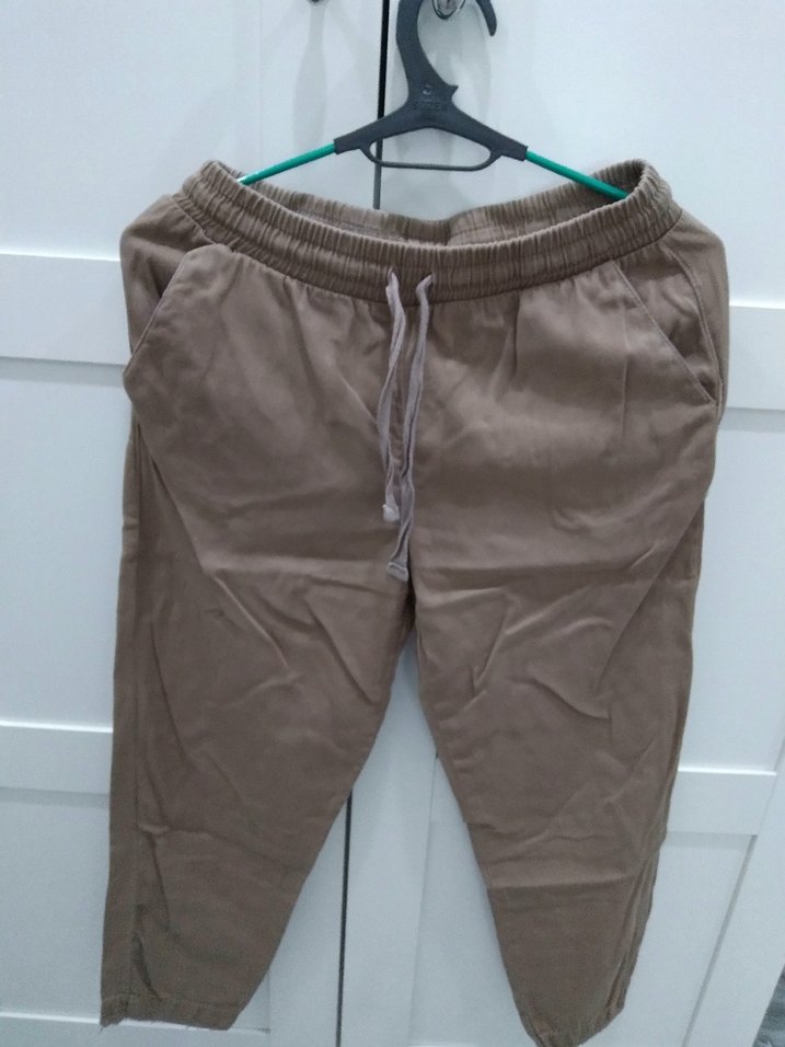 38 Beden Rahat Kesim Kadın Keten Pantolon - Görsel 4