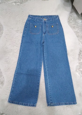 Düğmeli Mavi Denim Kadın jeans Pantolon