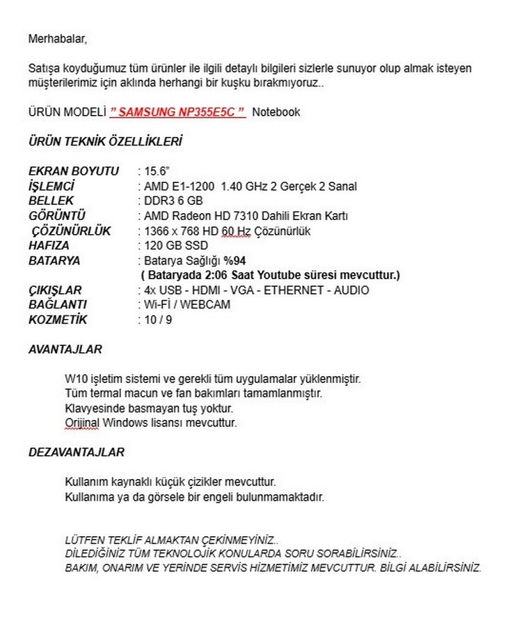 SAMSUNG NP355E5C NOTEBOOK - Görsel 2