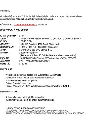 DELL LATITUDE E5530 NOTEBOOK - Görsel 2