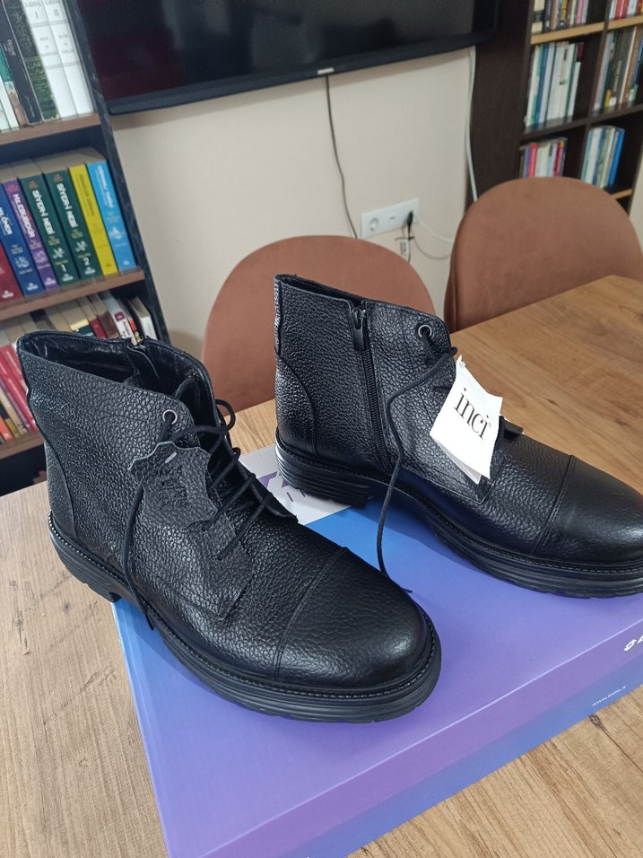 Siyah Bağcıklı Erkek Deri Kauçuk Bot - Görsel 2