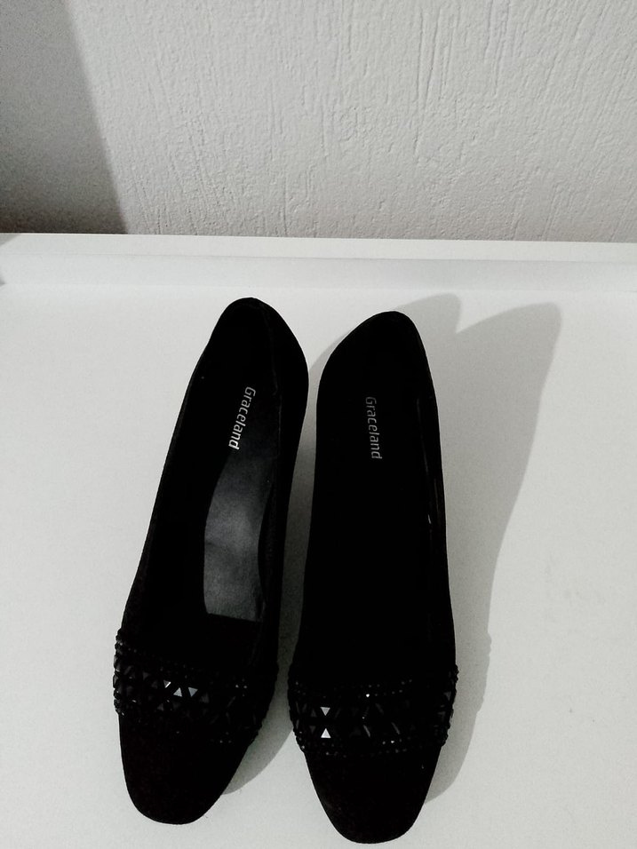 Bej Süet Tokalı Blok Topuklu Abiye Ayakkabı - Görsel 4