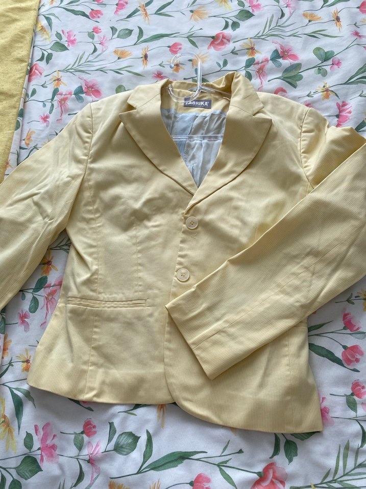 Sarı Düğmeli Kadın Blazer Ceket - Görsel 2