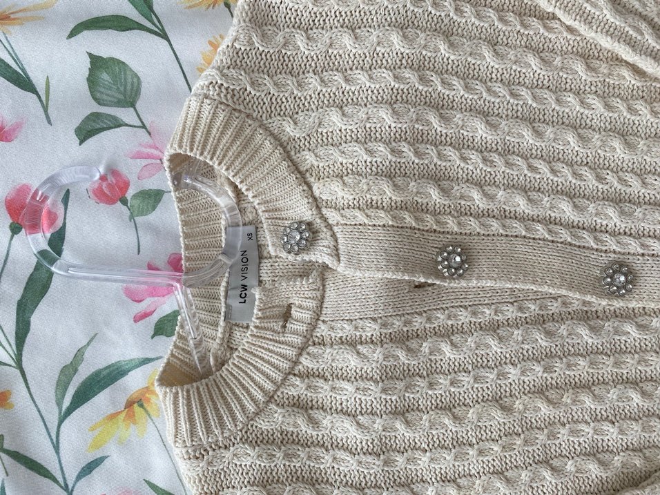 Ekru Örgü Kadın Hırka - Görsel 2