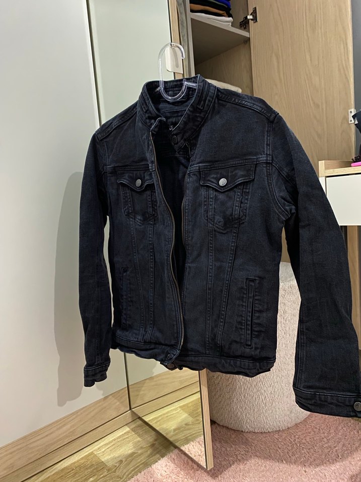 Kadın Siyah Düğmeli Denim Ceket - Görsel 2