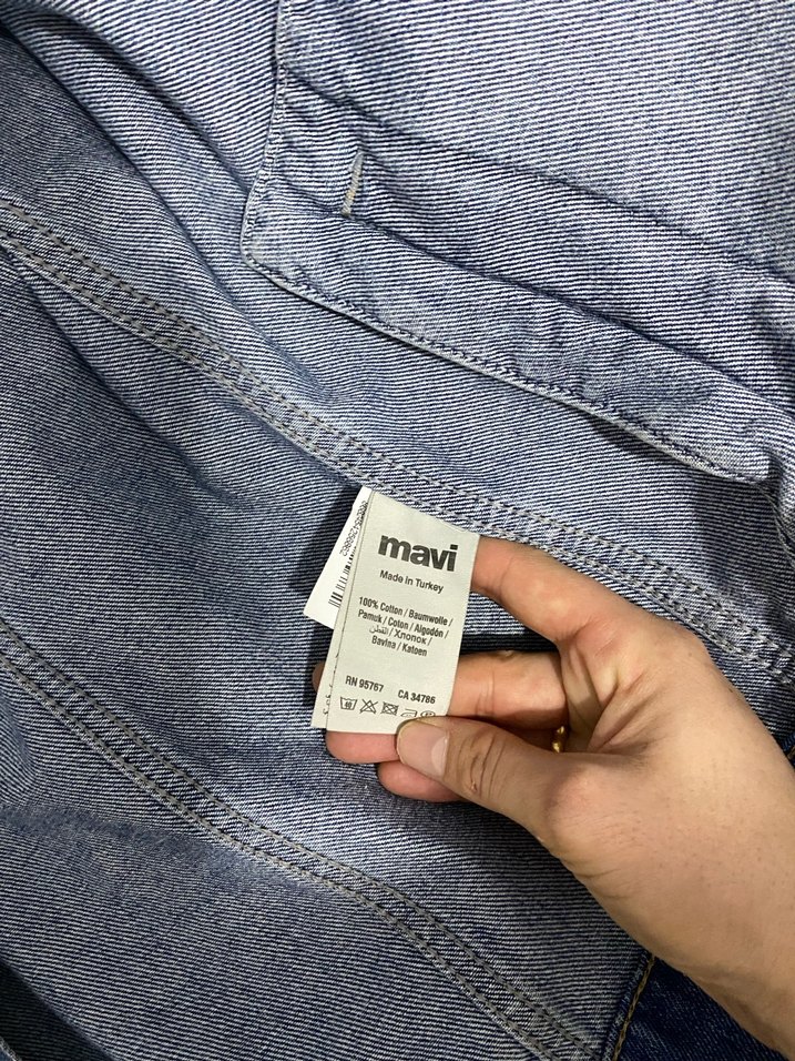 Gri Kapüşonlu Mavi Denim Ceket - Görsel 4