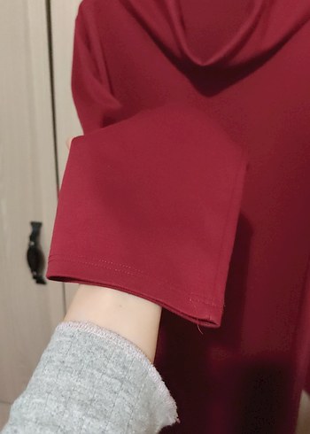 Kırmızı Uzun Kollu Midi Tunik - Görsel 3