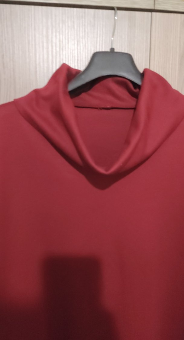 Kırmızı Uzun Kollu Midi Tunik - Görsel 2