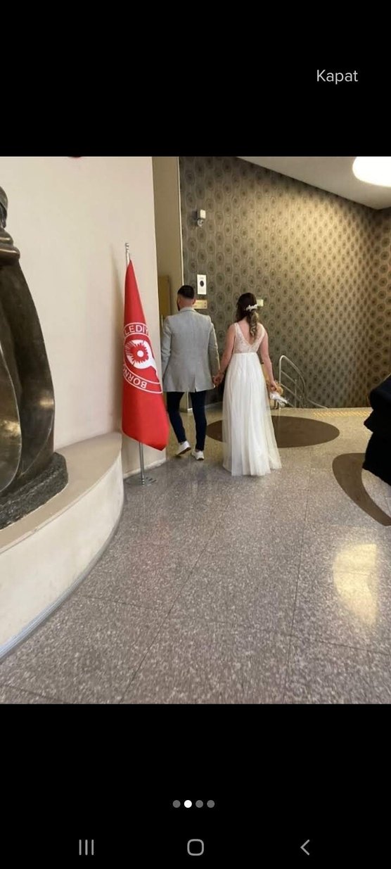 Askılı Bohem A Kesim Beyaz Gelinlik - Görsel 2