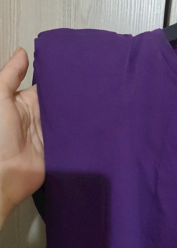 Mor Kadın Kısa Kollu Salaş Bluz - Görsel 2