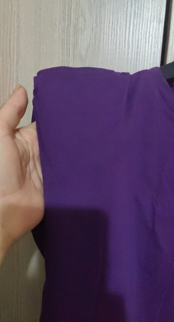 Mor Kadın Kısa Kollu Salaş Bluz - Görsel 2