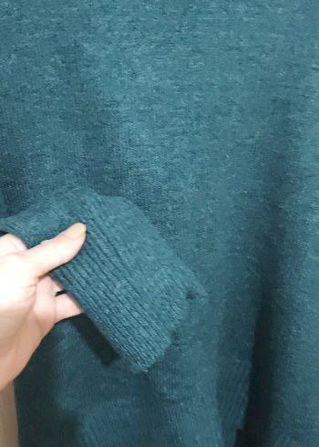 Kadın Yeşil Boğazlı Triko Kazak - Görsel 3