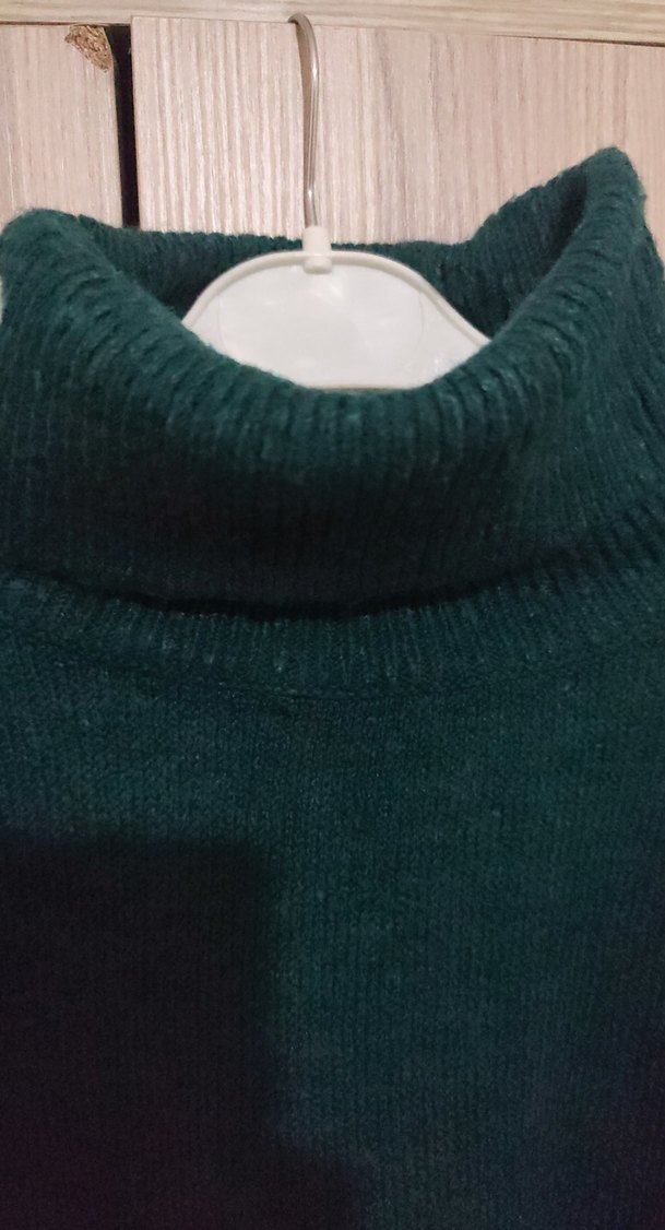 Kadın Yeşil Boğazlı Triko Kazak - Görsel 2