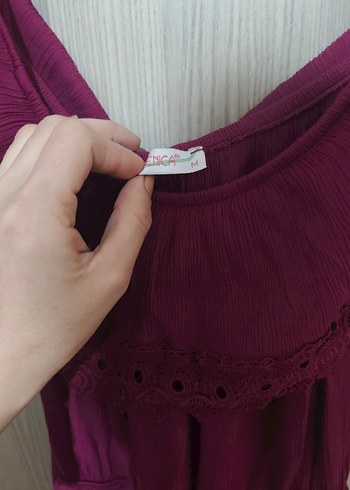 Mor Straplez Bohem Uzun Elbise - Görsel 2