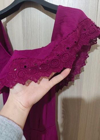 Mor Straplez Bohem Uzun Elbise - Görsel 4