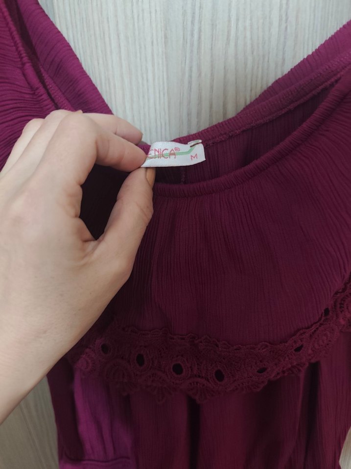 Mor Straplez Bohem Uzun Elbise - Görsel 2