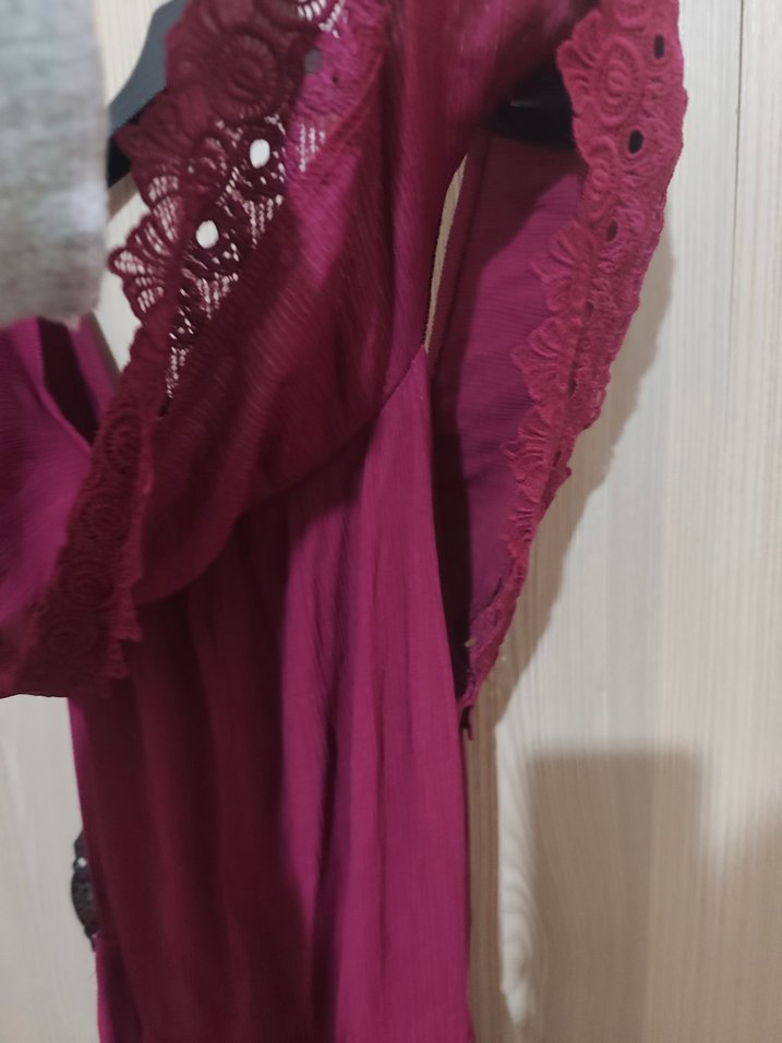 Mor Straplez Bohem Uzun Elbise - Görsel 5