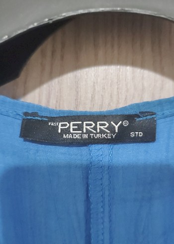 Mavi V Yakalı Uzun Salaş Kadın Elbise - Görsel 2