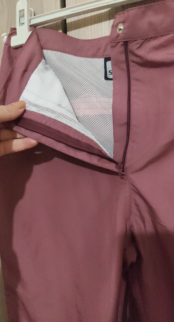 Bordo Kadın Bol Kesim Kemerli Kumaş Pantolon - Görsel 4