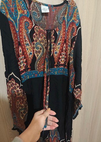 Bohem Çok Renkli Uzun Desenli Elbise - Görsel 4