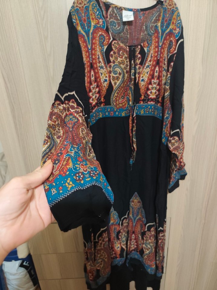 Bohem Çok Renkli Uzun Desenli Elbise - Görsel 2