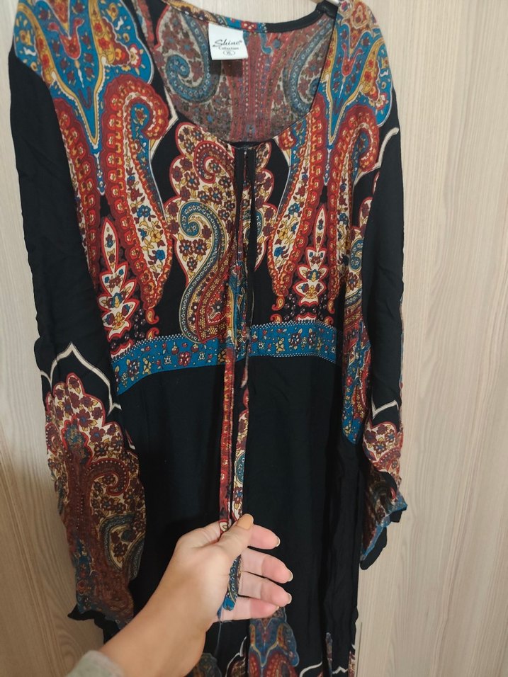 Bohem Çok Renkli Uzun Desenli Elbise - Görsel 4