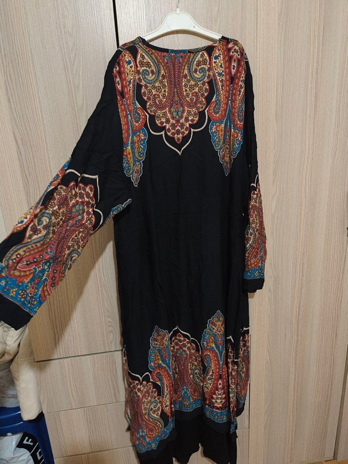 Bohem Çok Renkli Uzun Desenli Elbise - Görsel 5