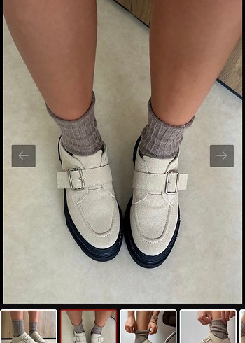 36 Beden camel Renk Bej Süet Tokalı Platform Topuk Kadın Loafer