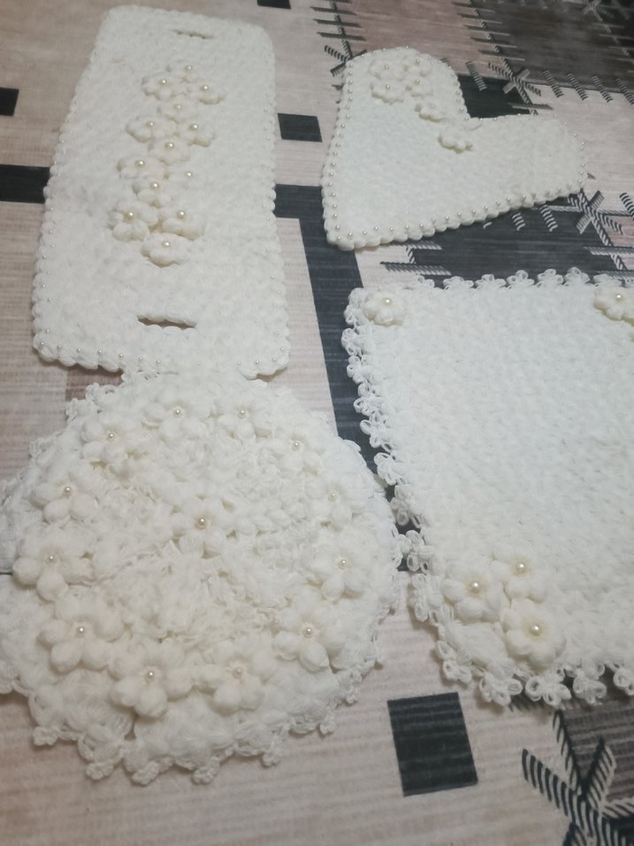 El Yapımı Beyaz  damat bohçası takimi - Görsel 2