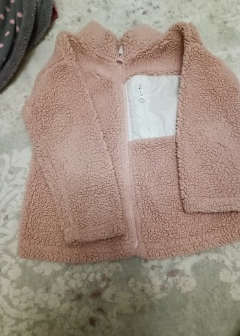 Kız Çocuk Bej Kürk Detaylı Polar Ceket - Görsel 3