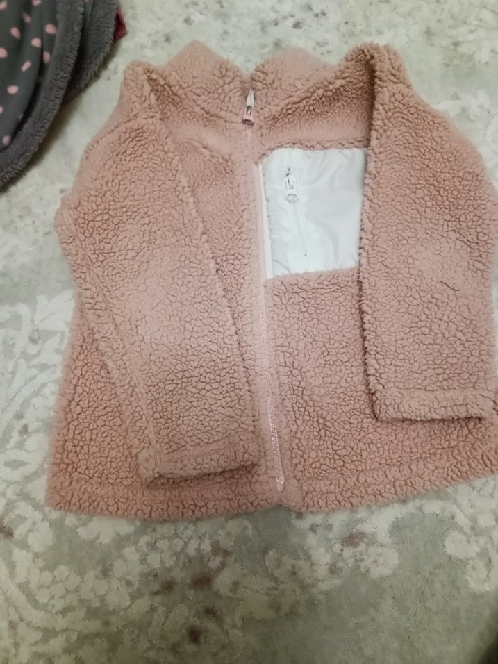 Kız Çocuk Bej Kürk Detaylı Polar Ceket - Görsel 3