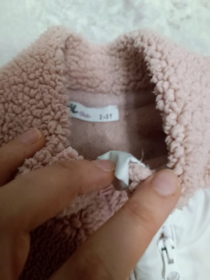 Kız Çocuk Bej Kürk Detaylı Polar Ceket - Görsel 2