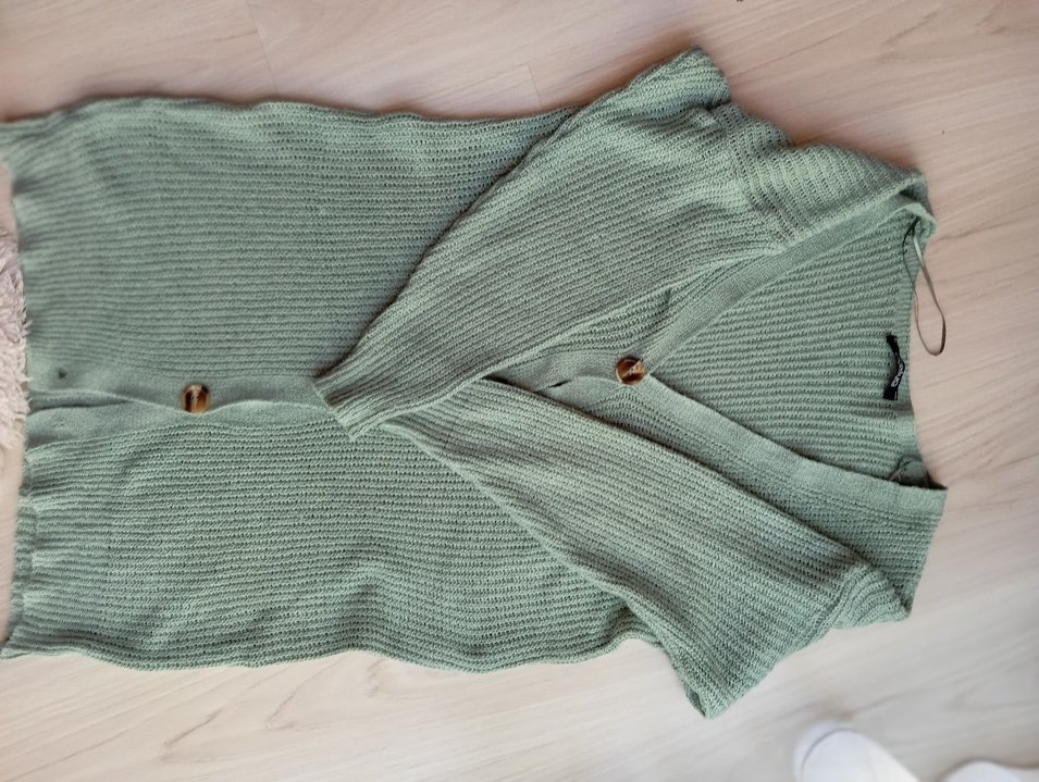 Bohem Gri Triko Kadın Hırka - Görsel 2