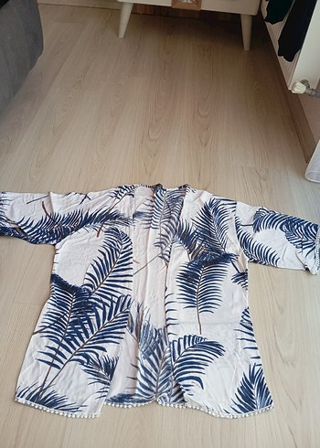 Beyaz Desenli Bohem Kadın Kimono - Görsel 2