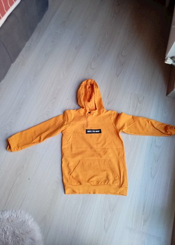 Sarı Kapüşonlu Fermuarlı Kadın Sweatshirt - Görsel 2