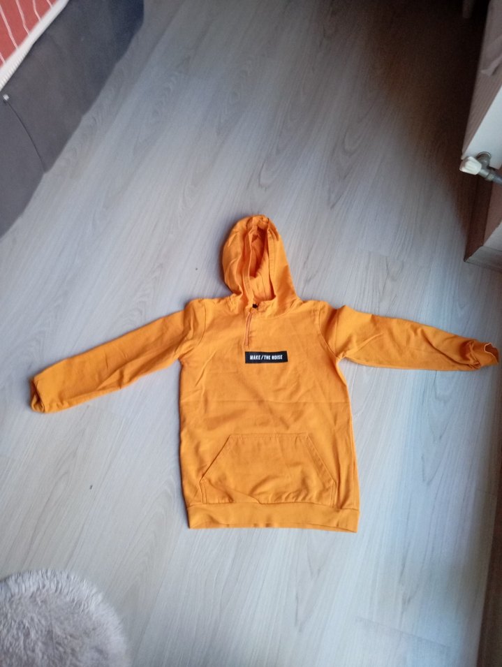 Sarı Kapüşonlu Fermuarlı Kadın Sweatshirt - Görsel 2