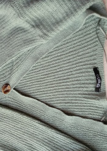 Gri Düğmeli Midi Triko Hırka - Görsel 3