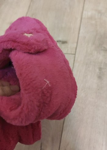 Kız Çocuk Pembe Nakışlı Peluş Terlik - Görsel 3