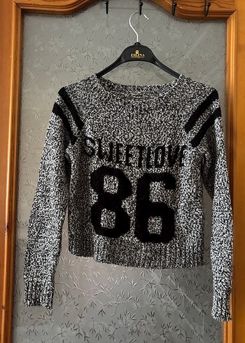 Gri Triko Kadın Sweatshirt - Görsel 2