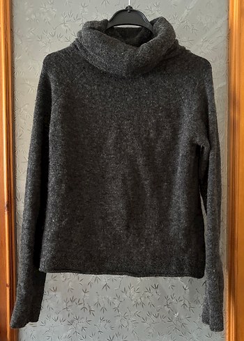 Gri Kadın Boğazlı Örgü Kazak - Görsel 3