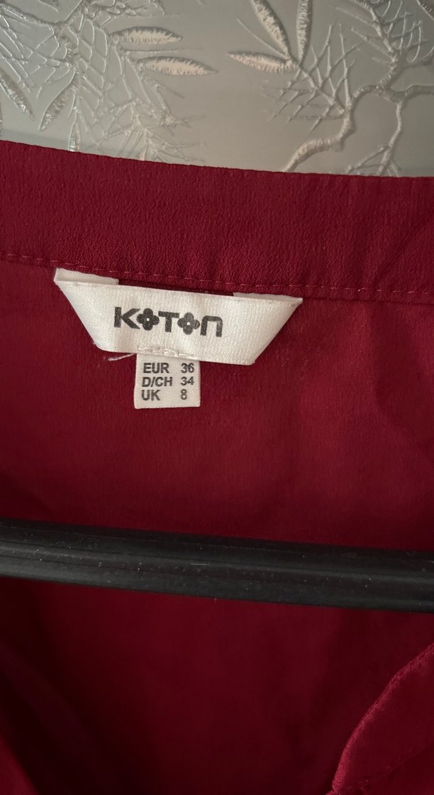 Bordo V Yaka Kısa Kollu  Gömlek - Görsel 3