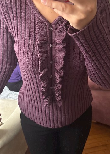 Mor Örgü Uzun Kollu Kadın Kazak - Görsel 3