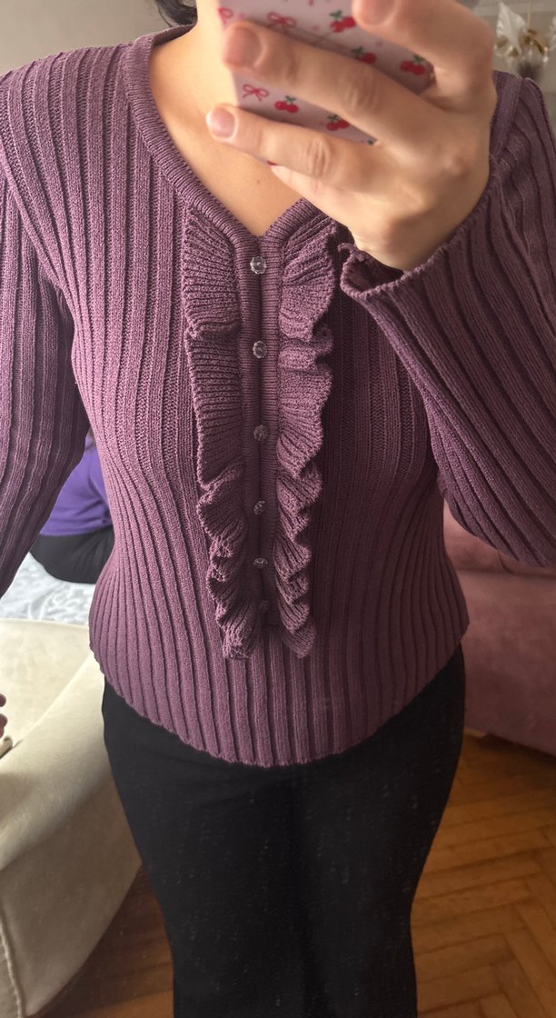 Mor Örgü Uzun Kollu Kadın Kazak - Görsel 3