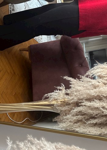 Koyu Kırmızı V Yaka Kadın Triko Kazak - Görsel 4