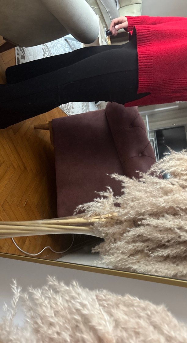 Koyu Kırmızı V Yaka Kadın Triko Kazak - Görsel 4