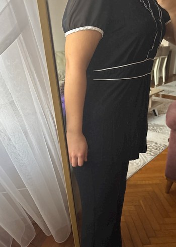 Düğmeli Siyah V Yaka Hamile Bluzu - Görsel 4